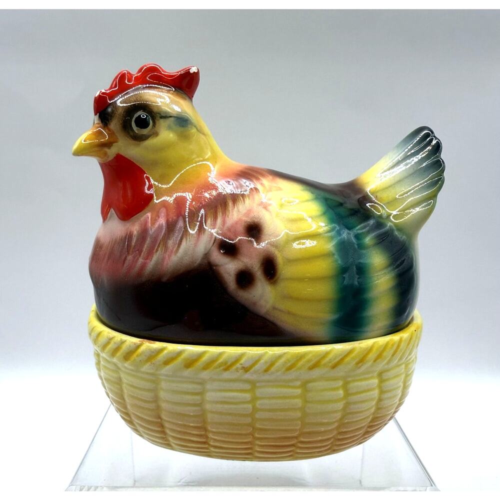 Vintage Ceramic Hen-On-A-Nest Salt & Pepper Holder-No S&P Shakers